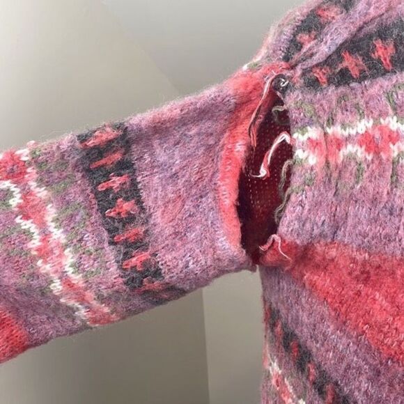 Perverze Blend Border Knit Cardigan / Pink Size F Small/Medium - Picture 4 of 11